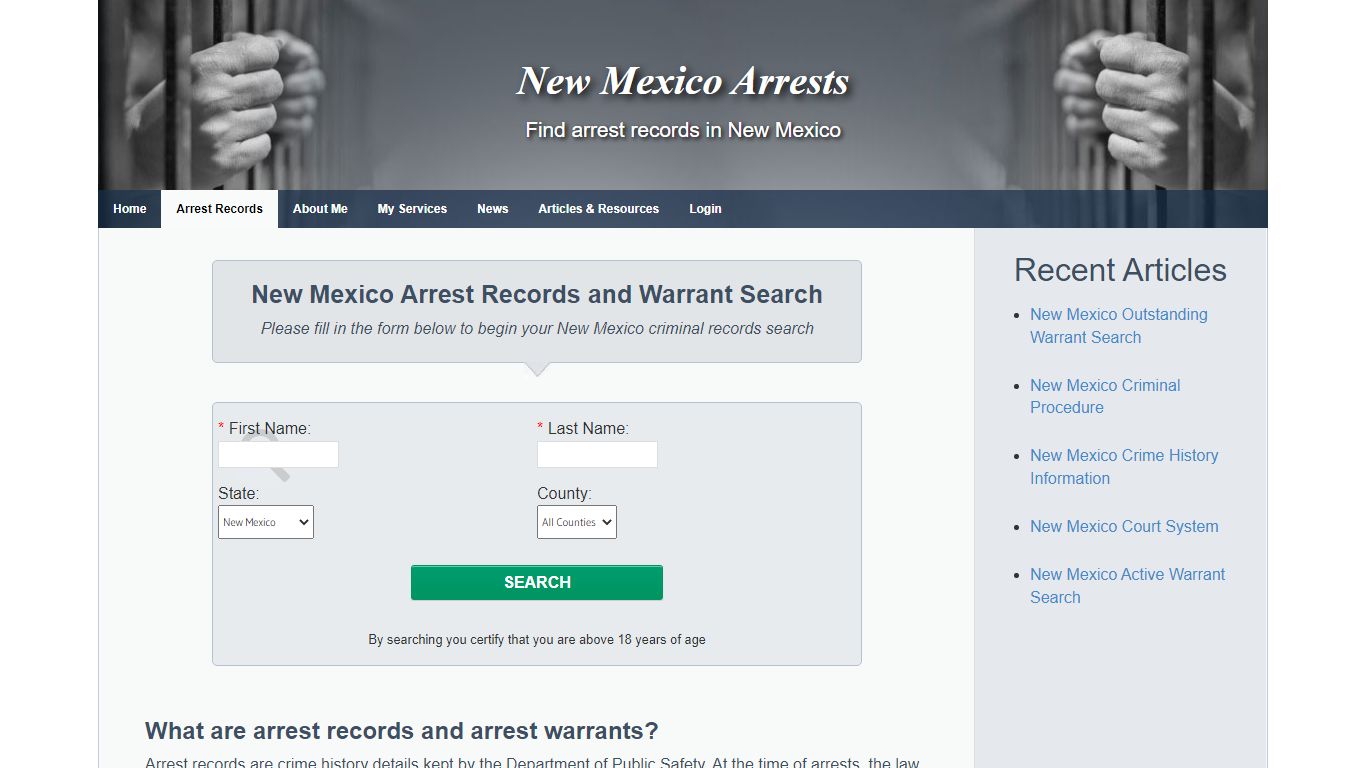 New Mexico Arrest Records and Warrants Search - New Mexico Arrests