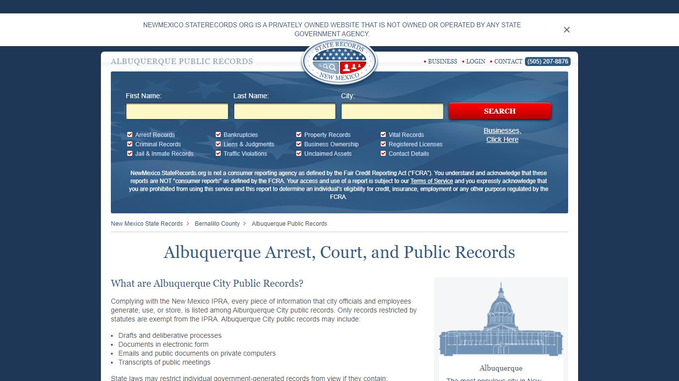 Albuquerque Arrest and Public Records | New Mexico.StateRecords.org